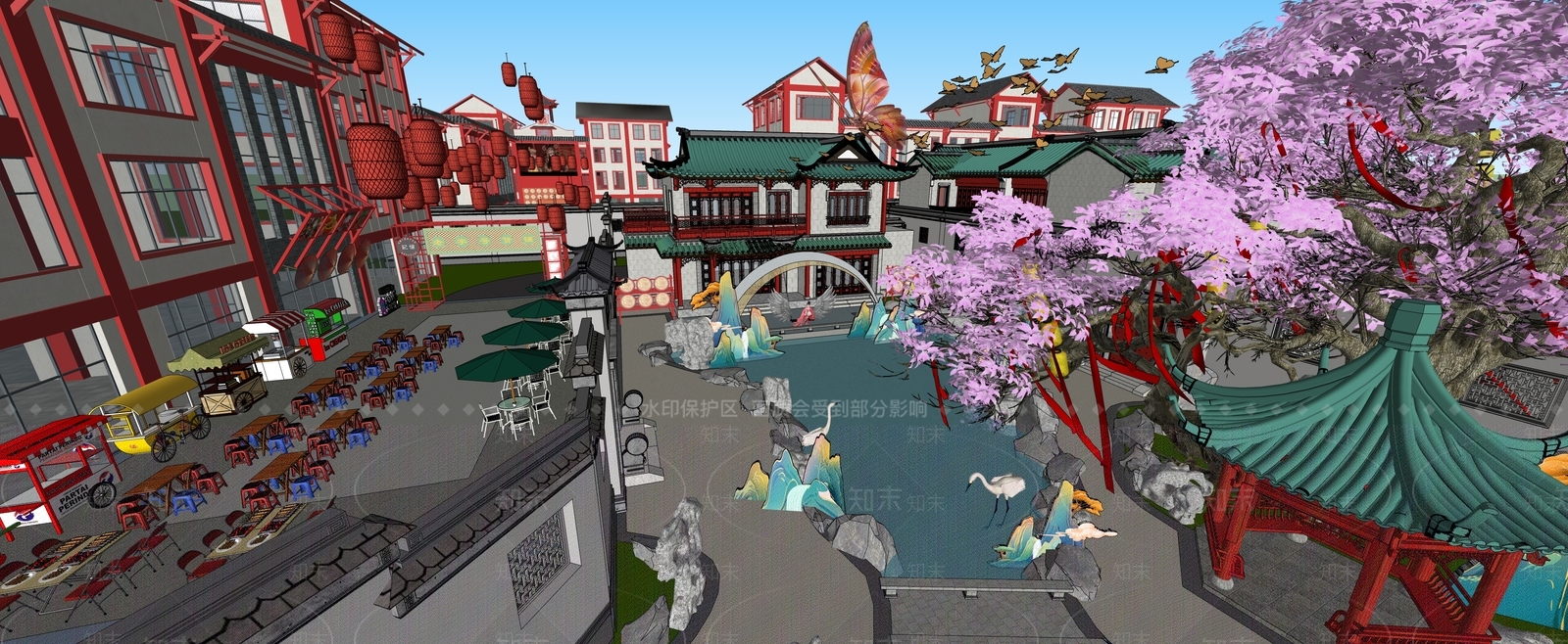现代新中式滨水景观SU模型下载【ID:1170849528】