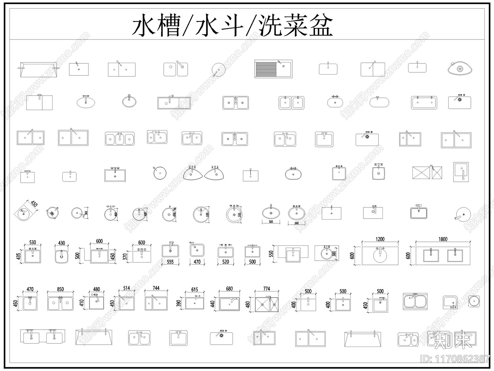 现代厨房设施施工图下载【ID:1170862387】