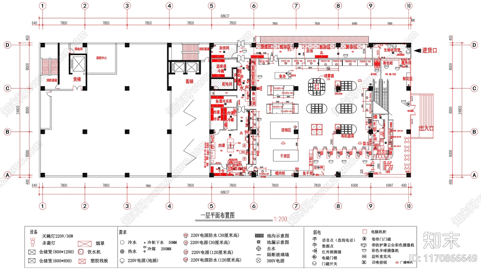 现代超市cad施工图下载【ID:1170866649】
