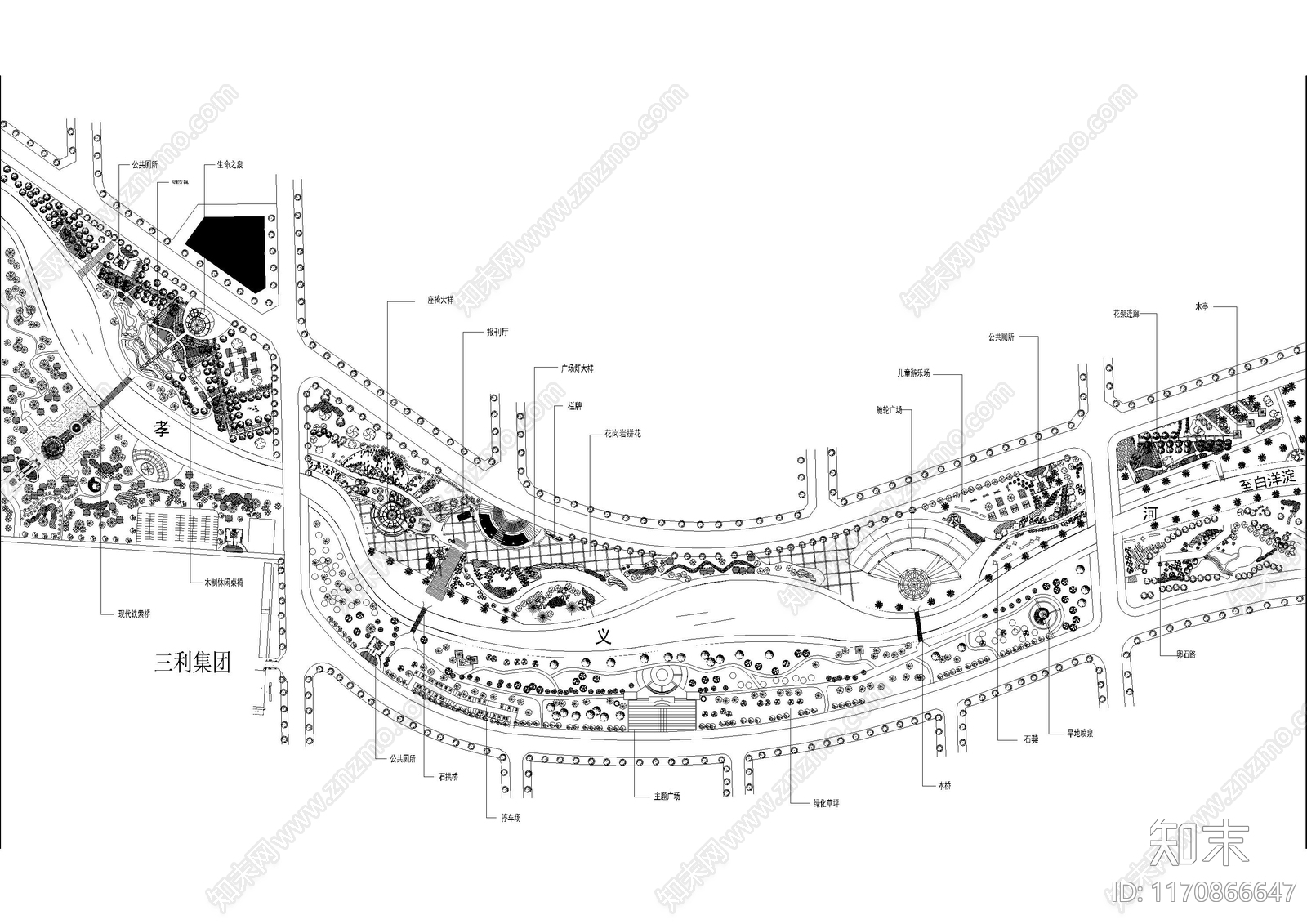 现代公园景观cad施工图下载【ID:1170866647】