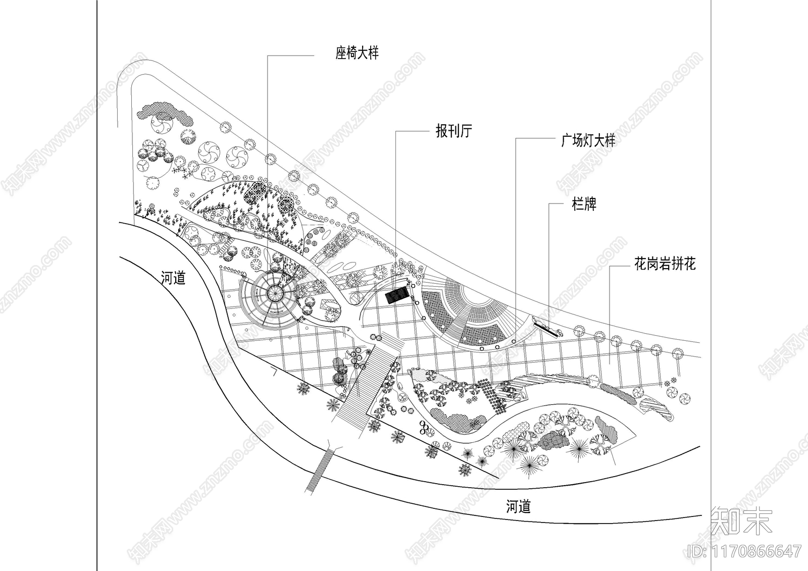 现代公园景观cad施工图下载【ID:1170866647】