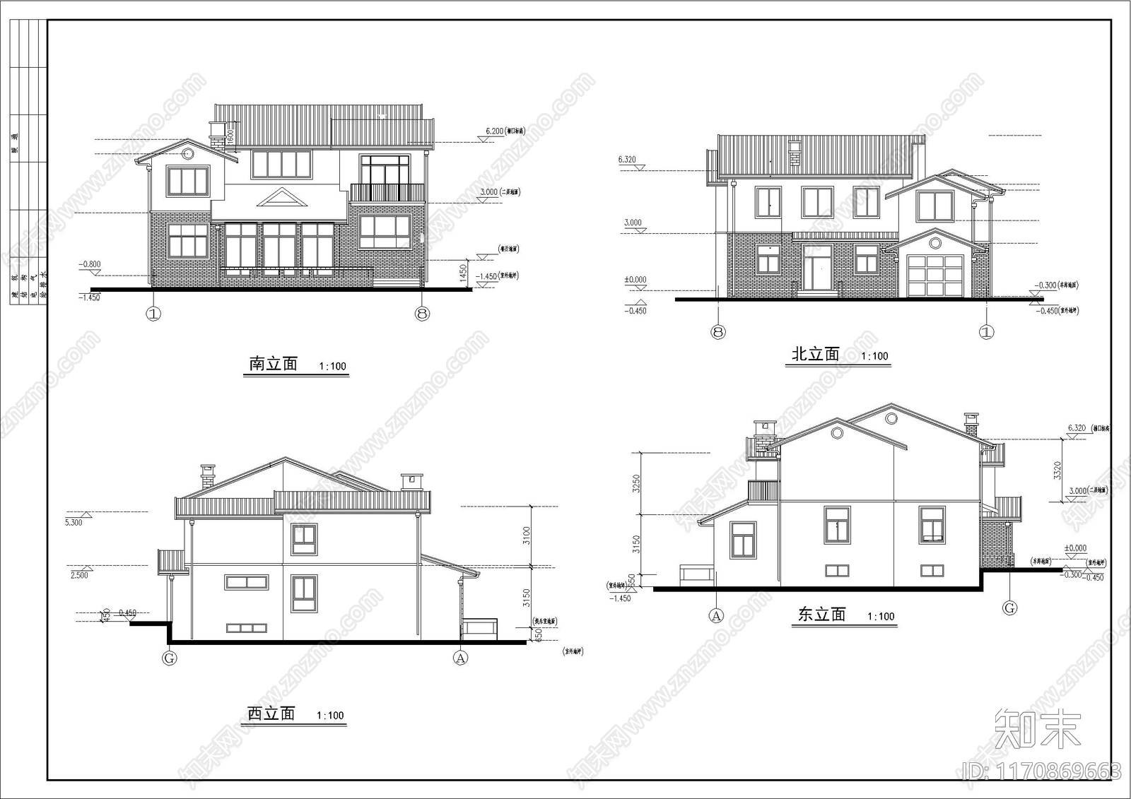 现代别墅建筑cad施工图下载【ID:1170869663】