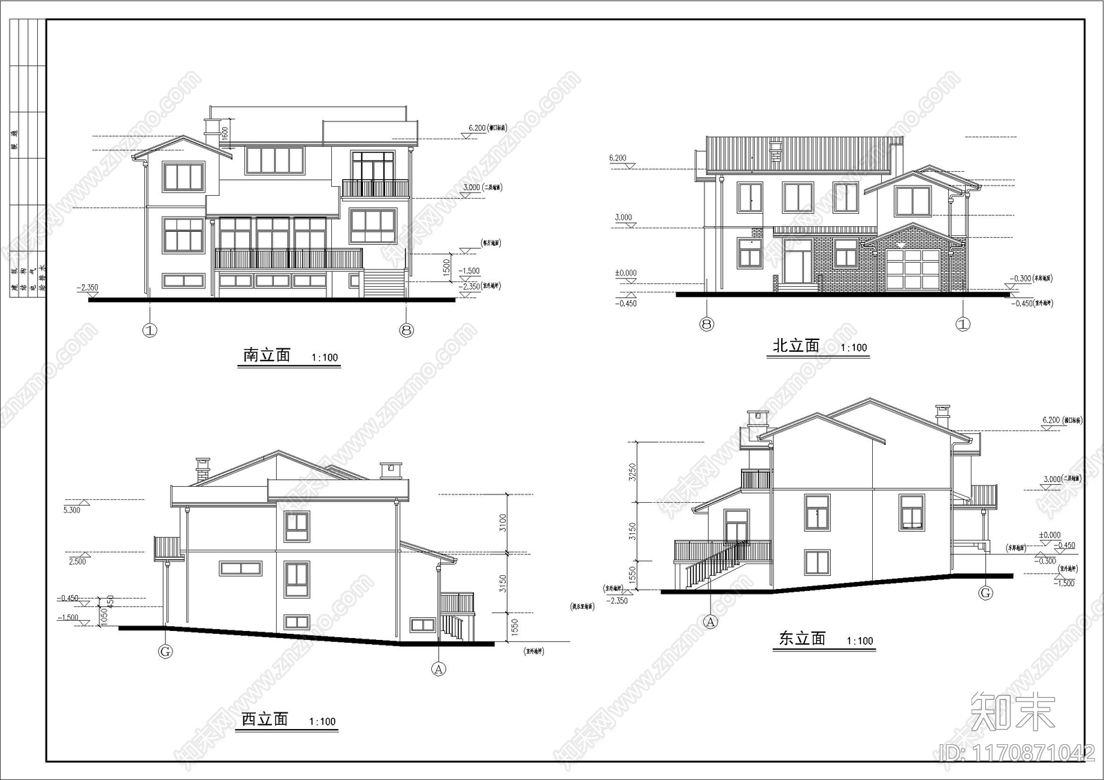 现代别墅建筑cad施工图下载【ID:1170871042】