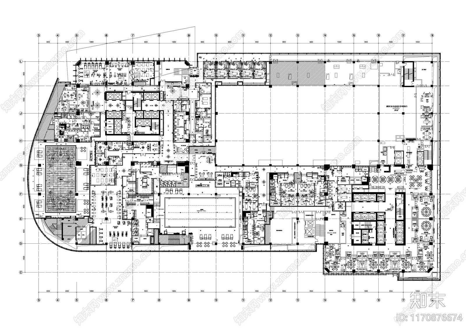 现代简约酒店建筑施工图下载【ID:1170876674】