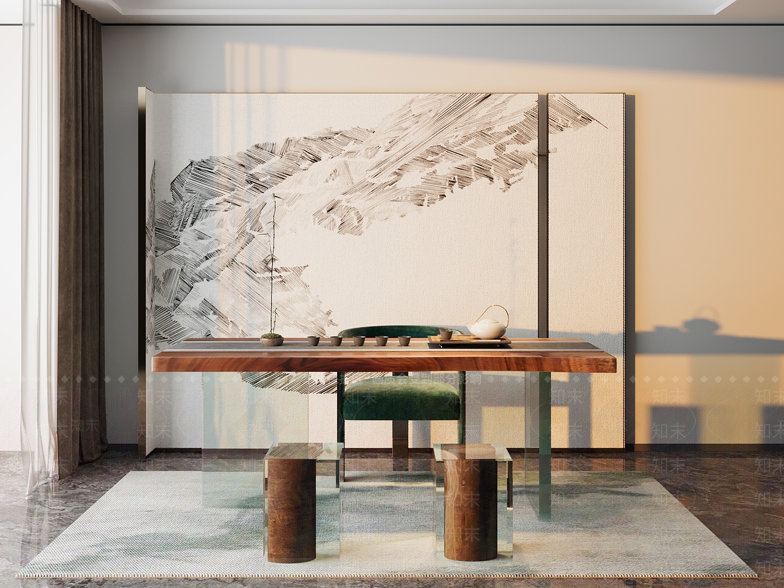 新中式茶桌椅3D模型下载【ID:1170871590】