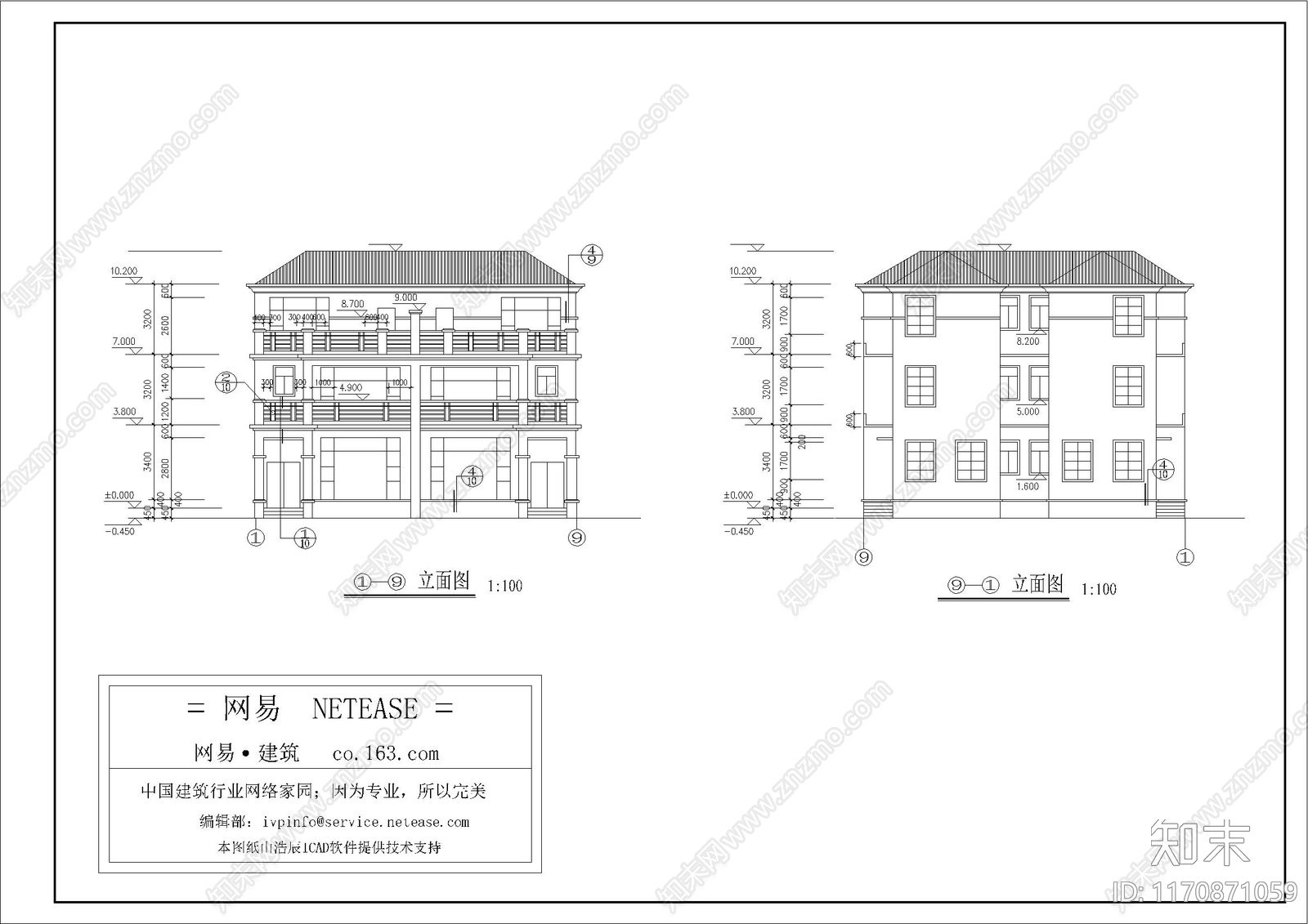 现代别墅建筑cad施工图下载【ID:1170871059】