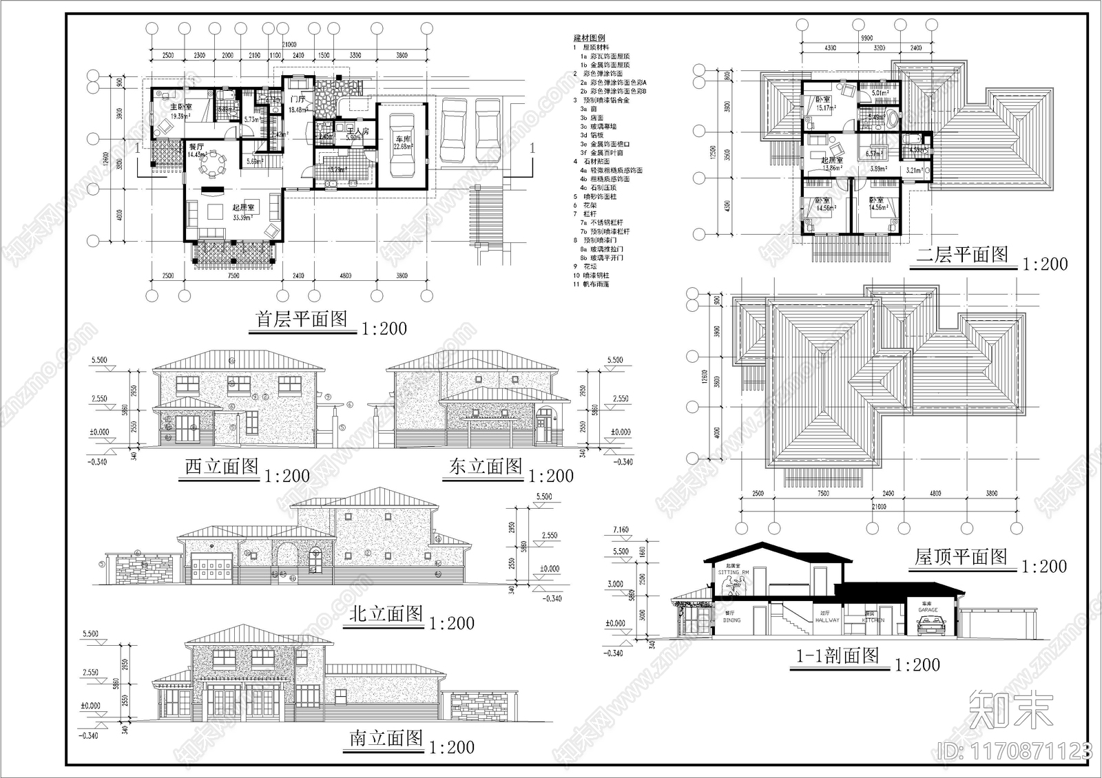 现代简欧别墅建筑cad施工图下载【ID:1170871123】