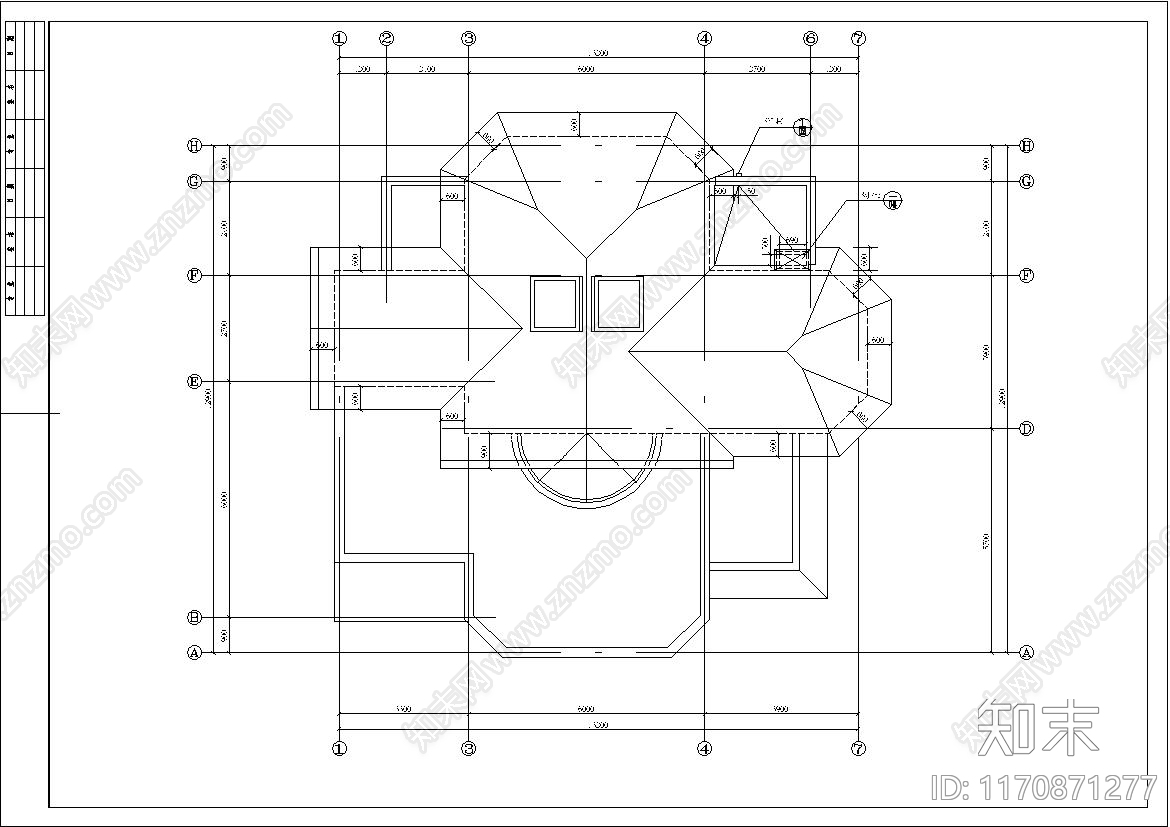 简欧别墅建筑cad施工图下载【ID:1170871277】