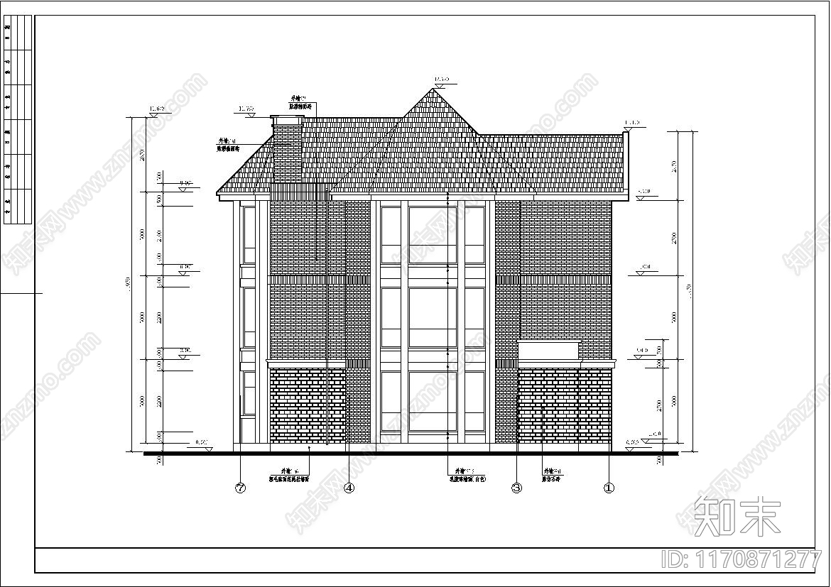 简欧别墅建筑cad施工图下载【ID:1170871277】