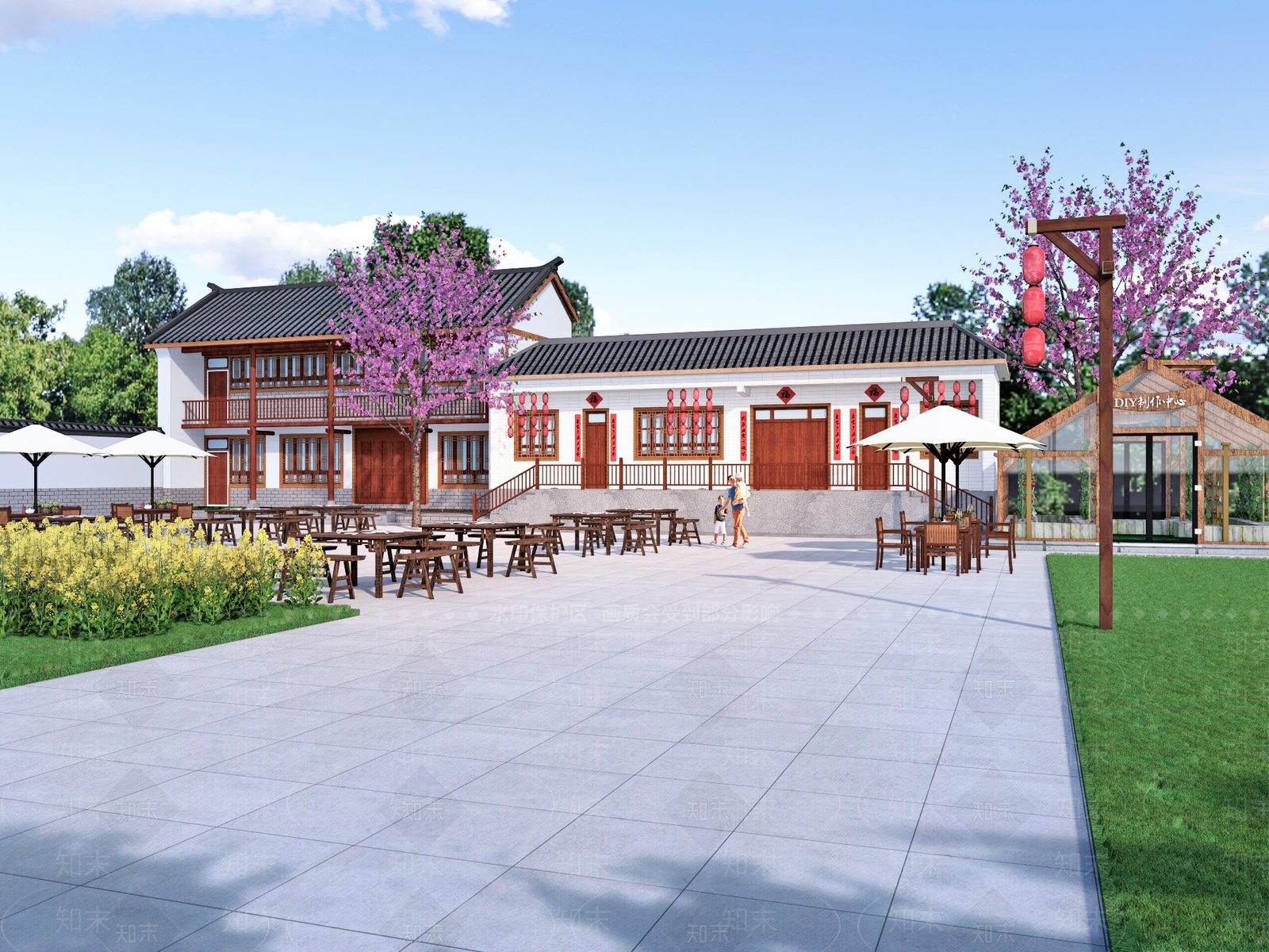 现代新中式乡村庭院SU模型下载【ID:1170873599】