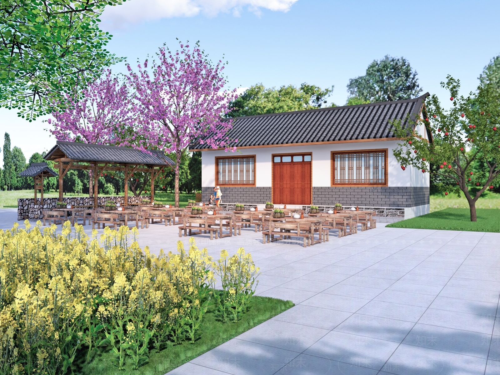 现代新中式乡村庭院SU模型下载【ID:1170873788】