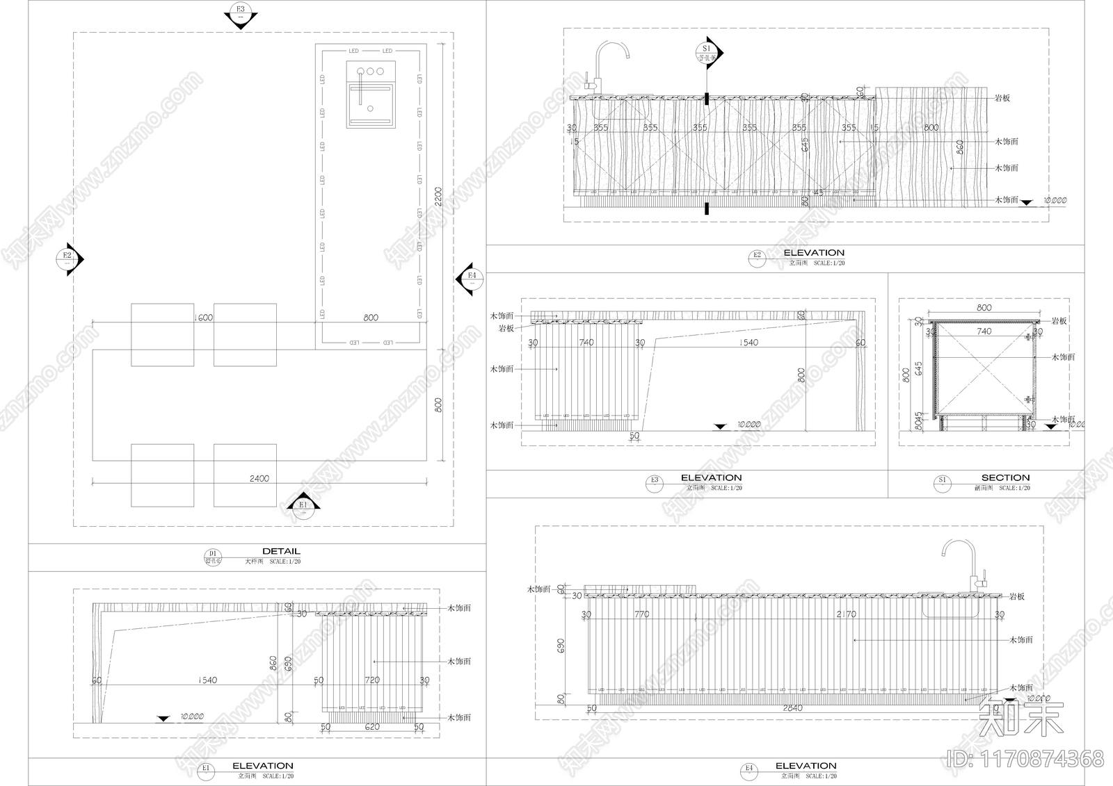 现代吧台施工图下载【ID:1170874368】