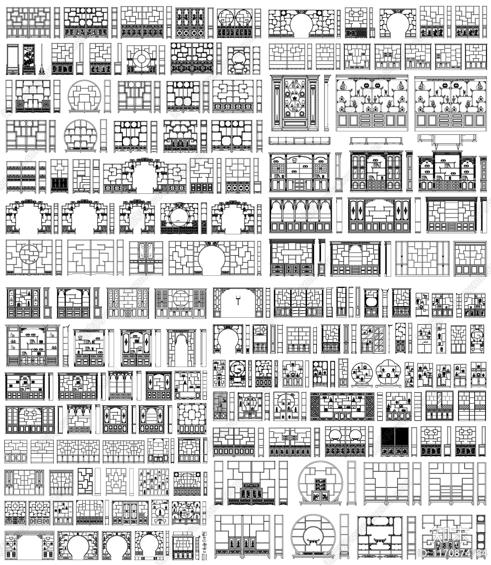 中式柜子施工图下载【ID:1170874784】