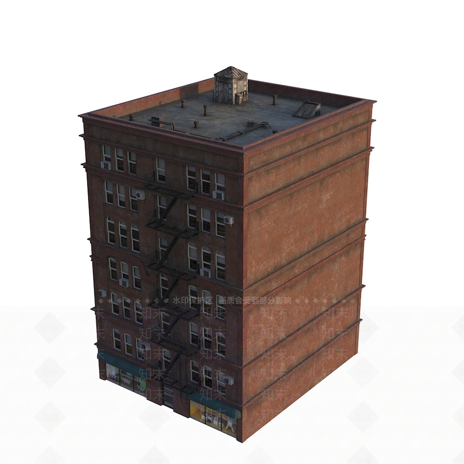 美式商业建筑3D模型渲染效果图