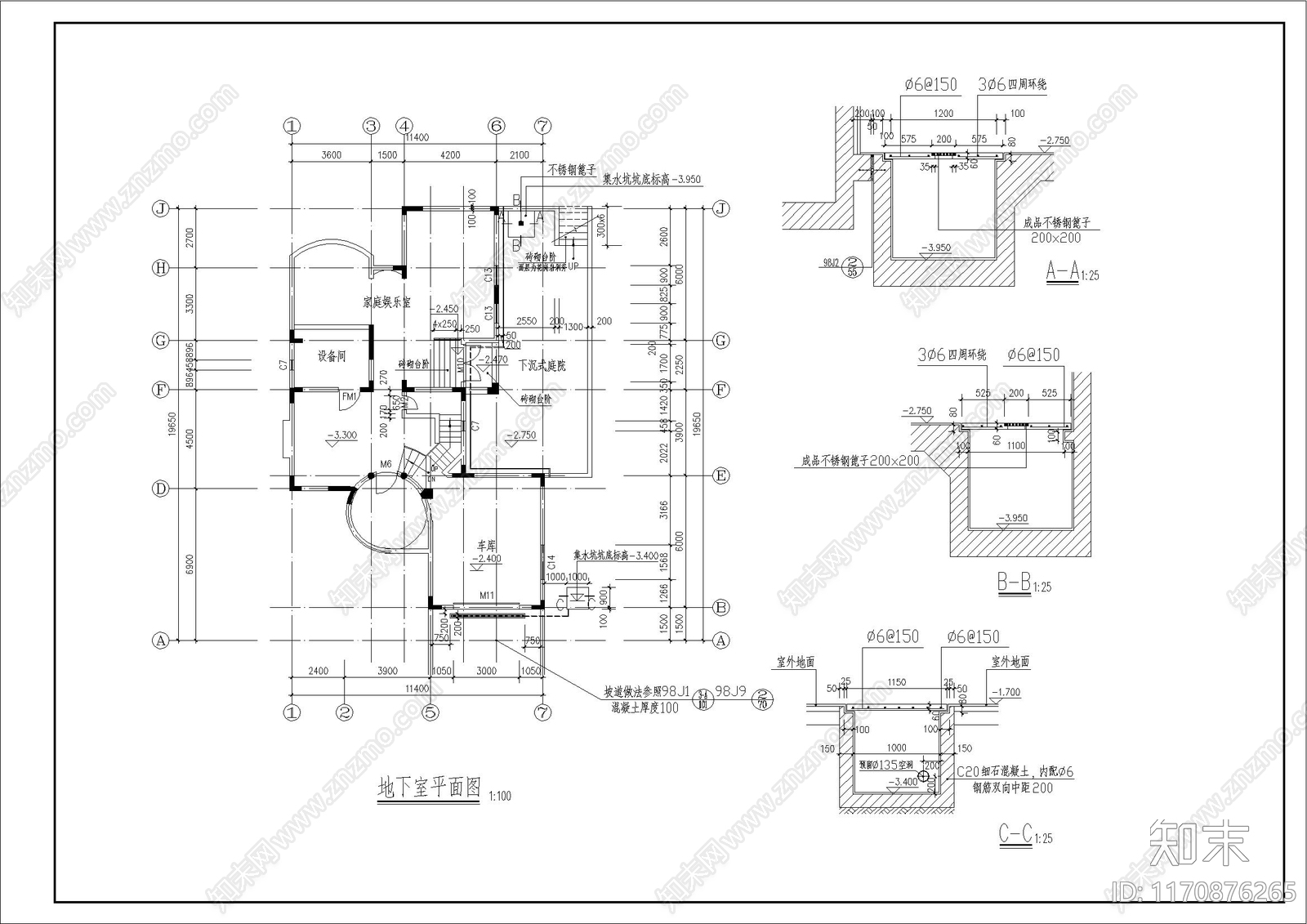 现代简欧别墅建筑cad施工图下载【ID:1170876265】