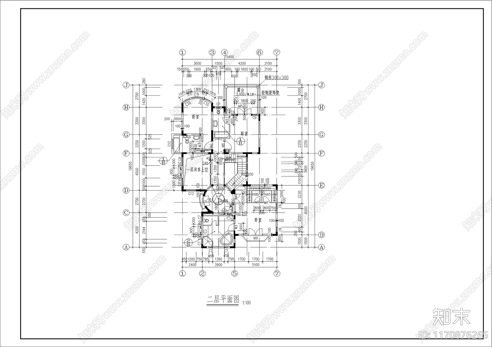 现代简欧别墅建筑cad施工图下载【ID:1170876265】