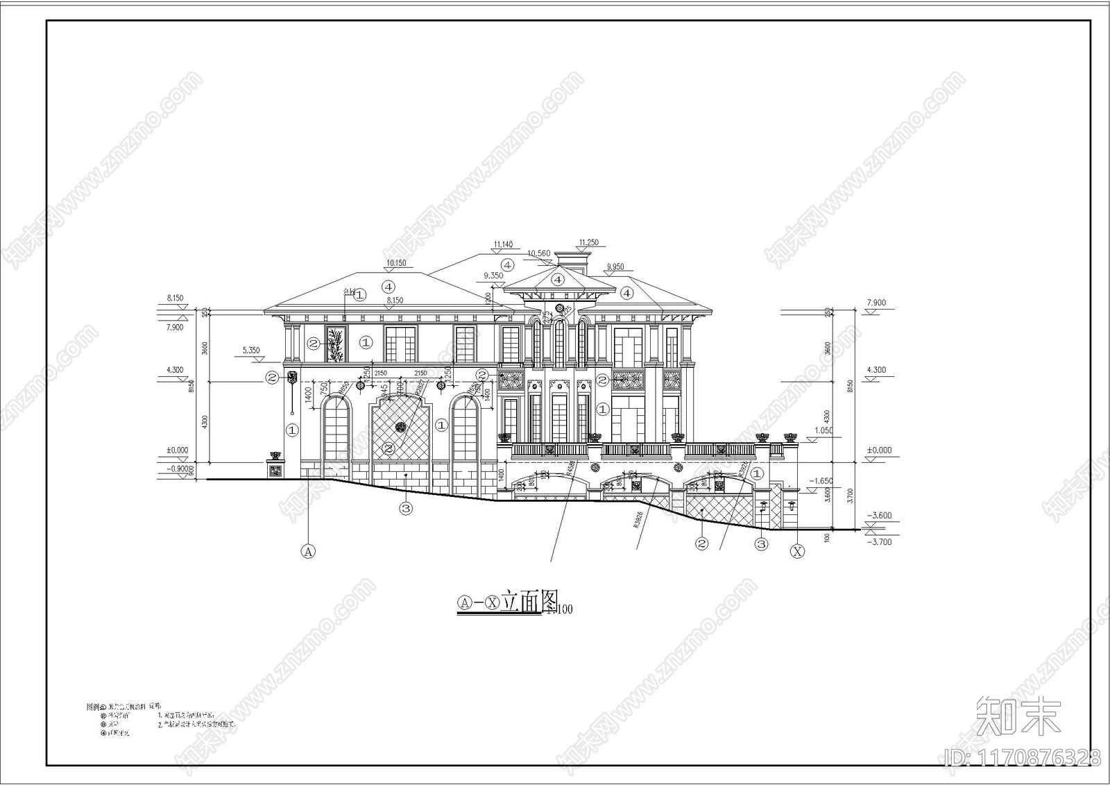 欧式简欧别墅建筑cad施工图下载【ID:1170876328】