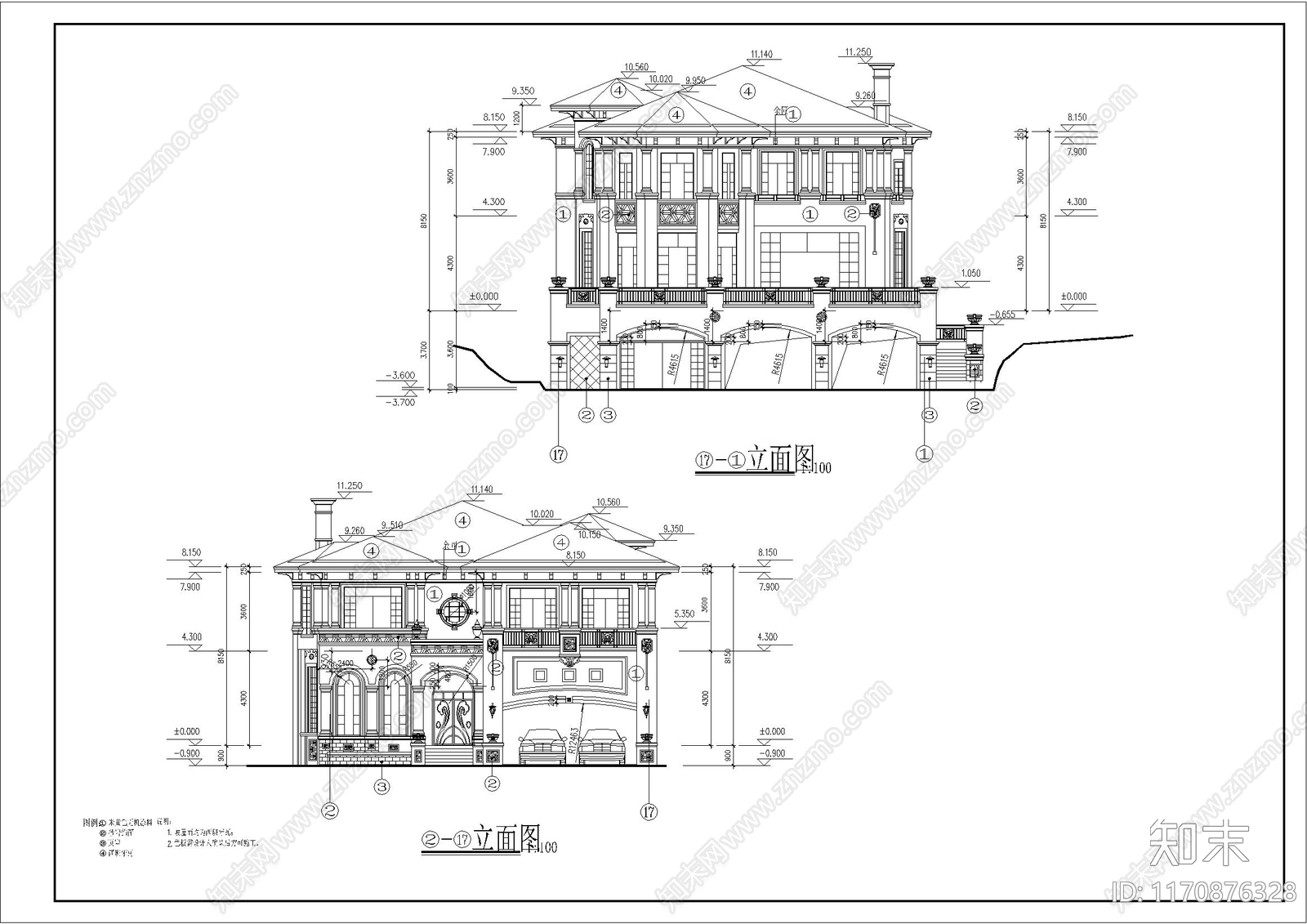 欧式简欧别墅建筑cad施工图下载【ID:1170876328】