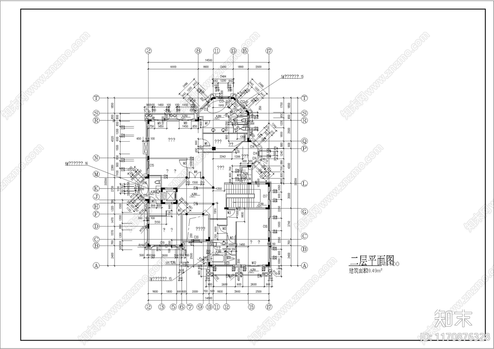 欧式简欧别墅建筑cad施工图下载【ID:1170876328】