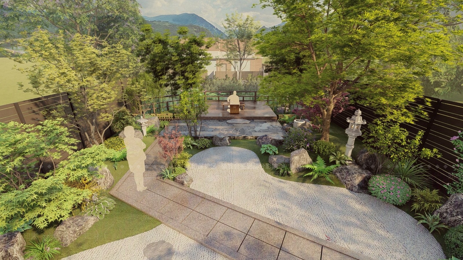 禅意日式别墅庭院SU模型下载【ID:1170880030】