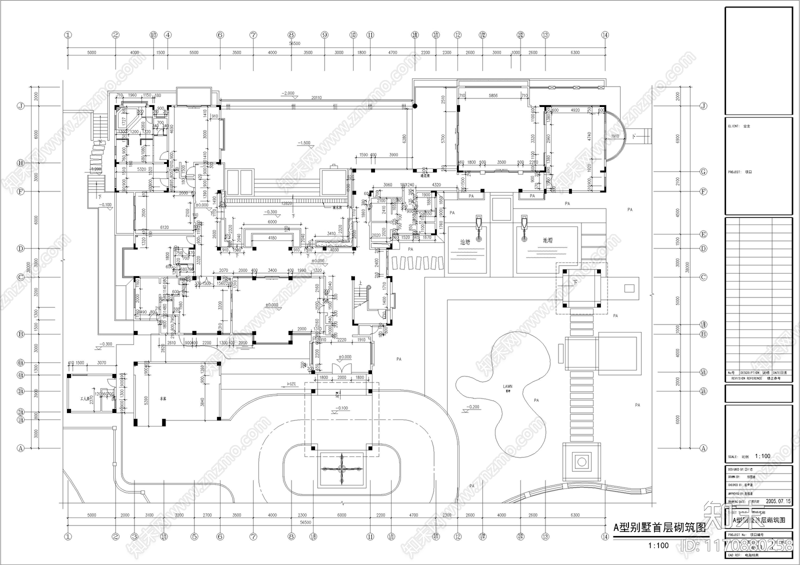 现代别墅建筑cad施工图下载【ID:1170880258】