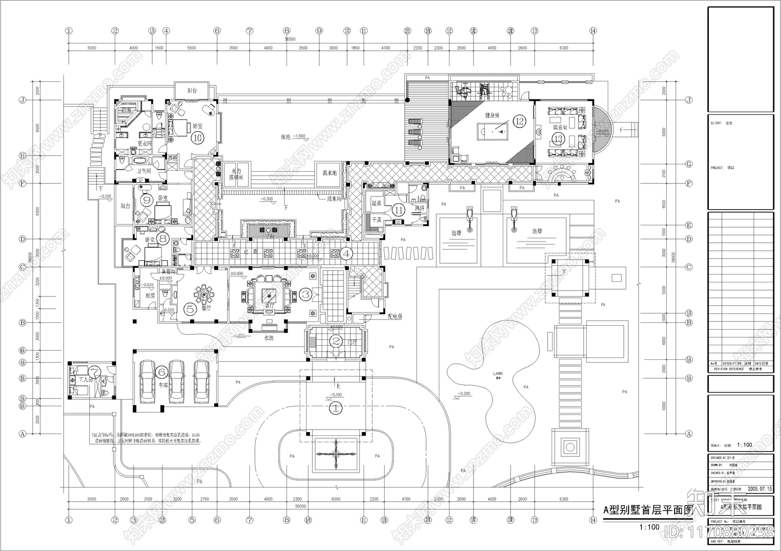 现代别墅建筑cad施工图下载【ID:1170880258】