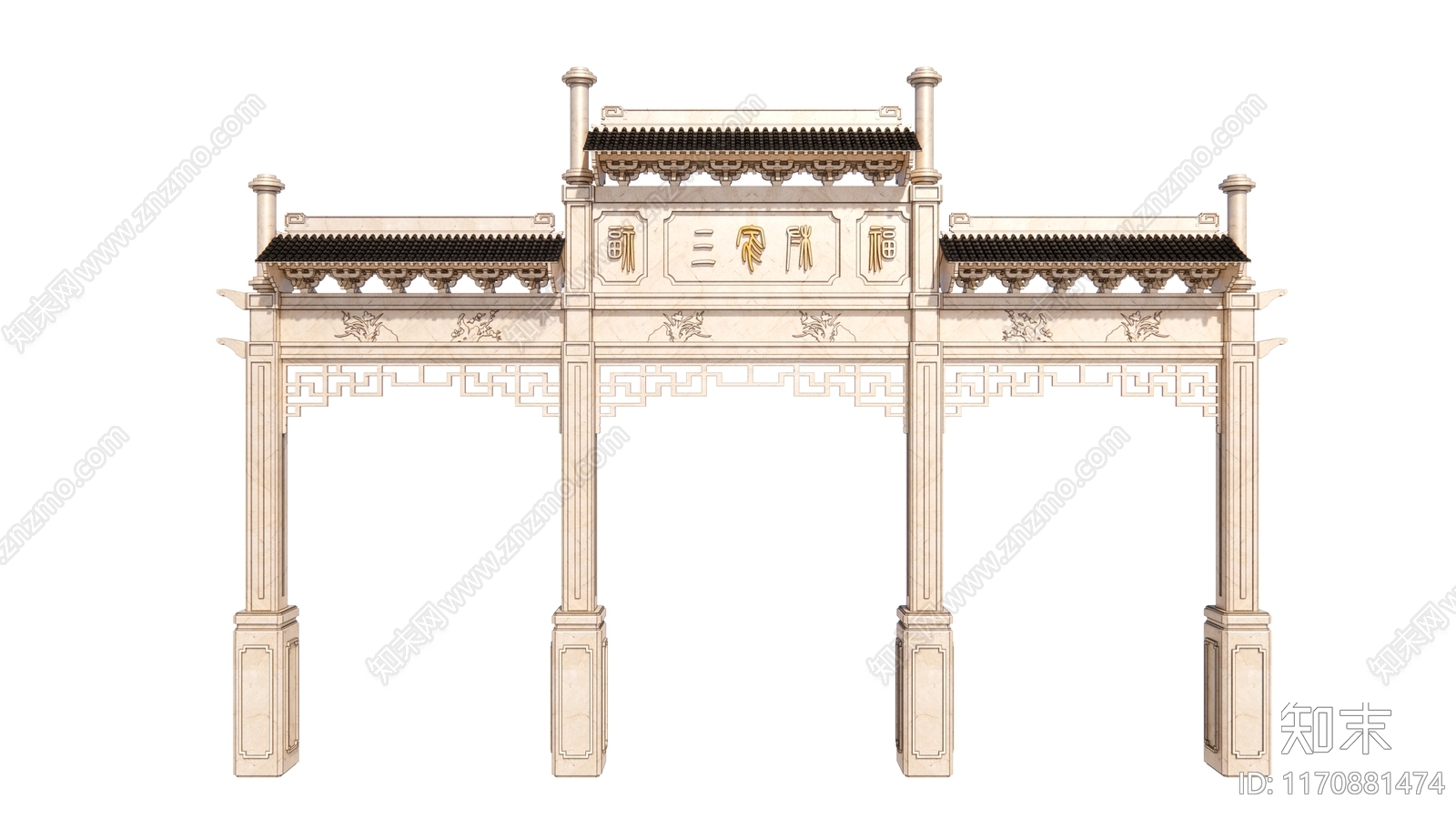 现代新中式牌坊牌楼SU模型下载【ID:1170881474】