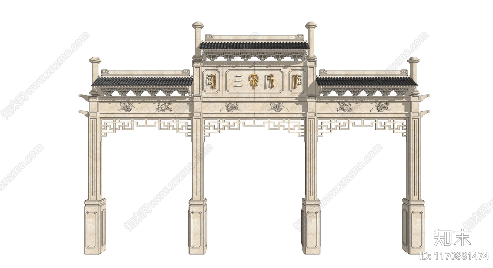 现代新中式牌坊牌楼SU模型下载【ID:1170881474】