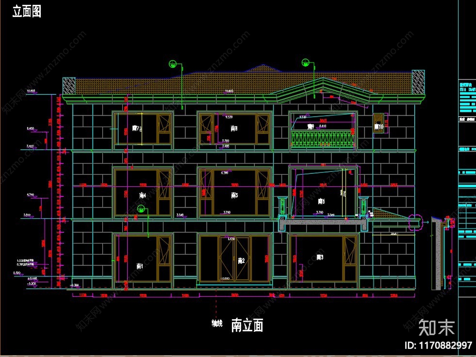 简欧别墅建筑cad施工图下载【ID:1170882997】