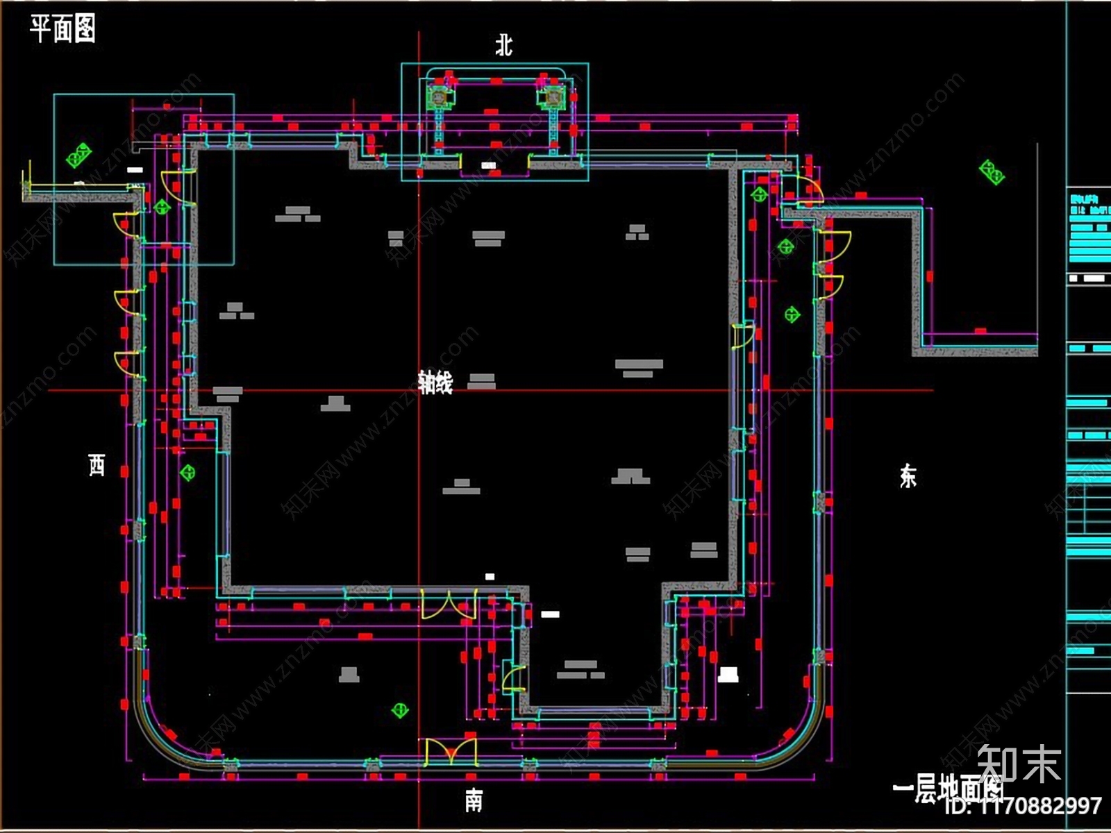 简欧别墅建筑cad施工图下载【ID:1170882997】