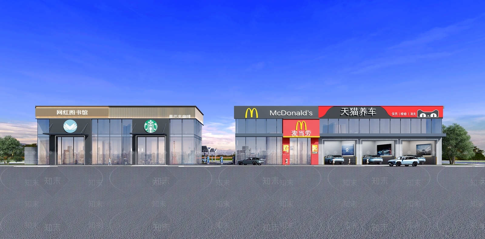 现代商业街3D模型下载【ID:1170884888】