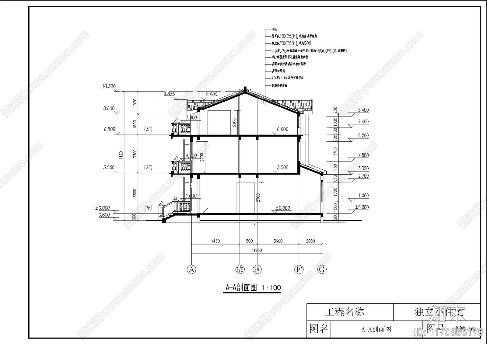 欧式别墅建筑cad施工图下载【ID:1170886178】