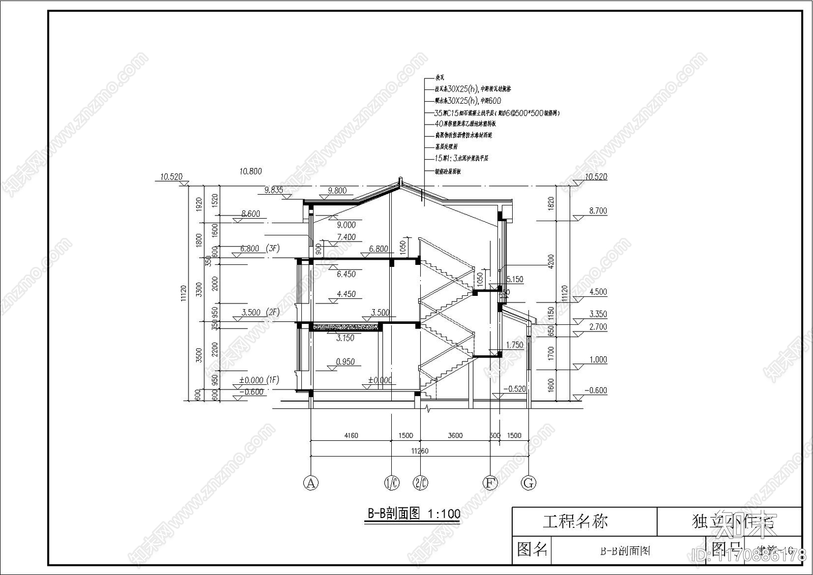 欧式别墅建筑cad施工图下载【ID:1170886178】