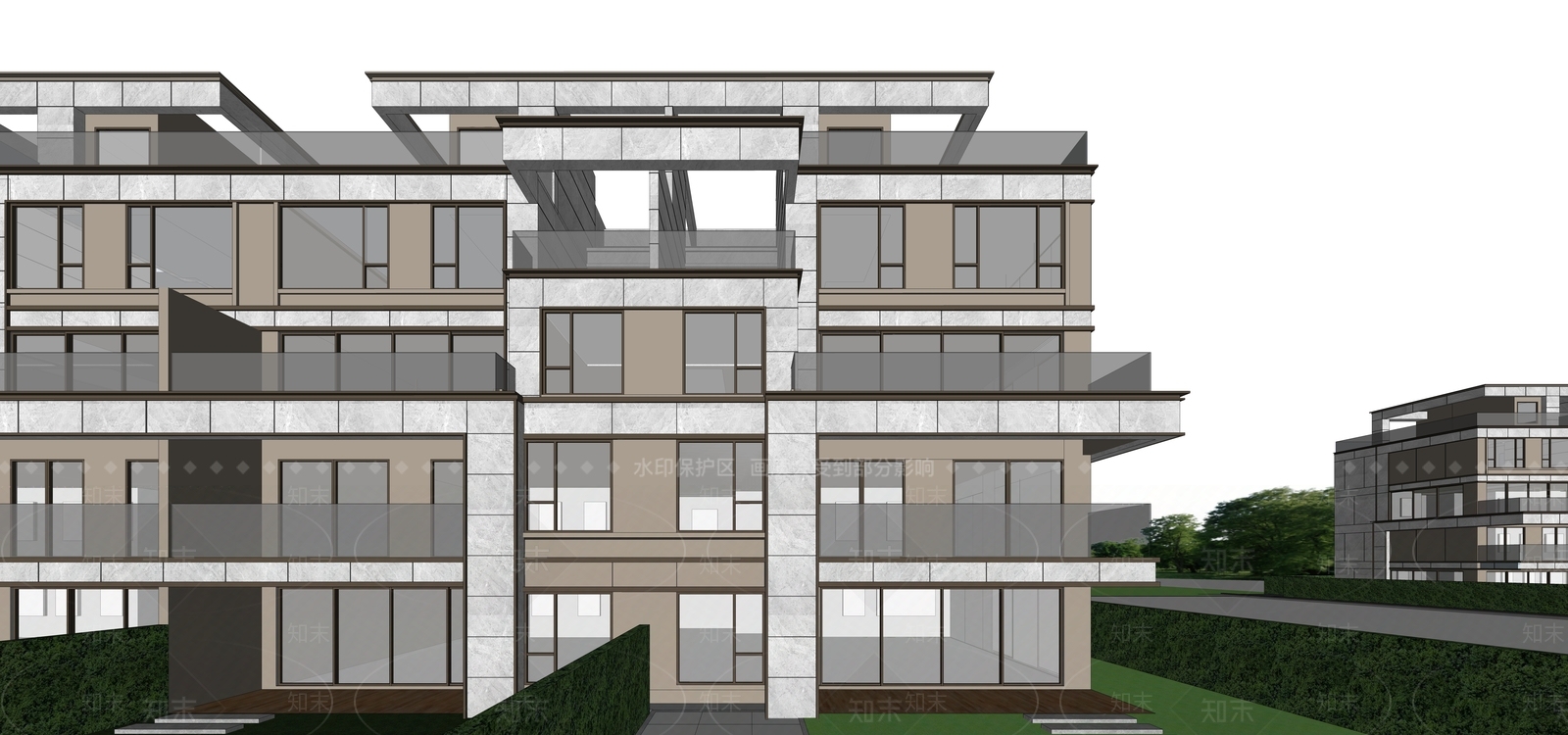 现代多层住宅SU模型下载【ID:1170886664】