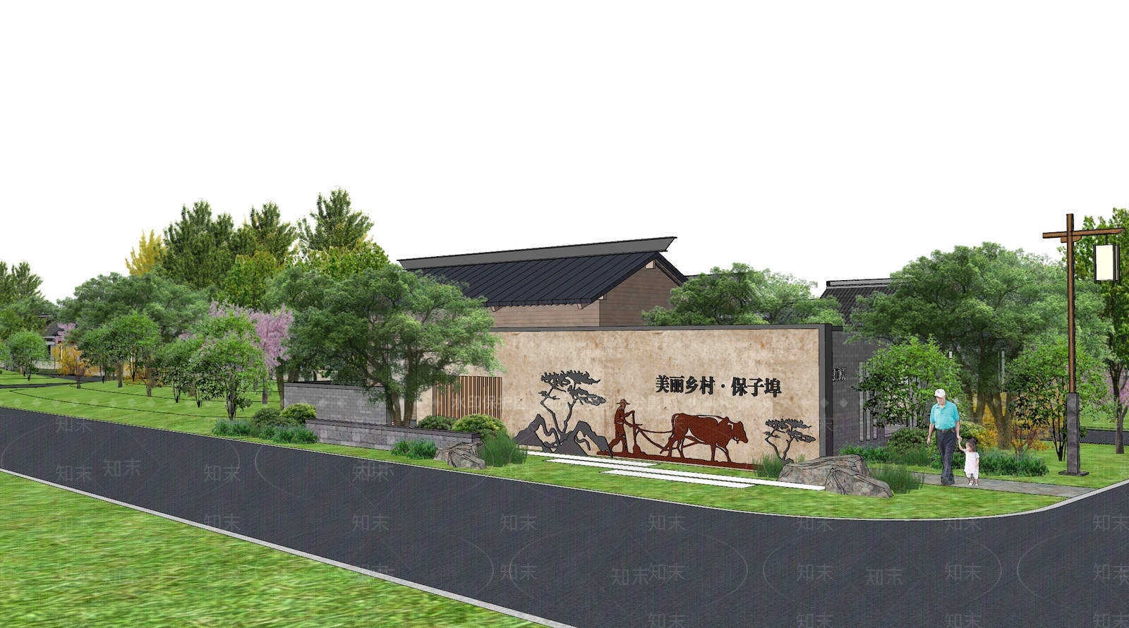 新中式乡村公园SU模型下载【ID:1170890496】