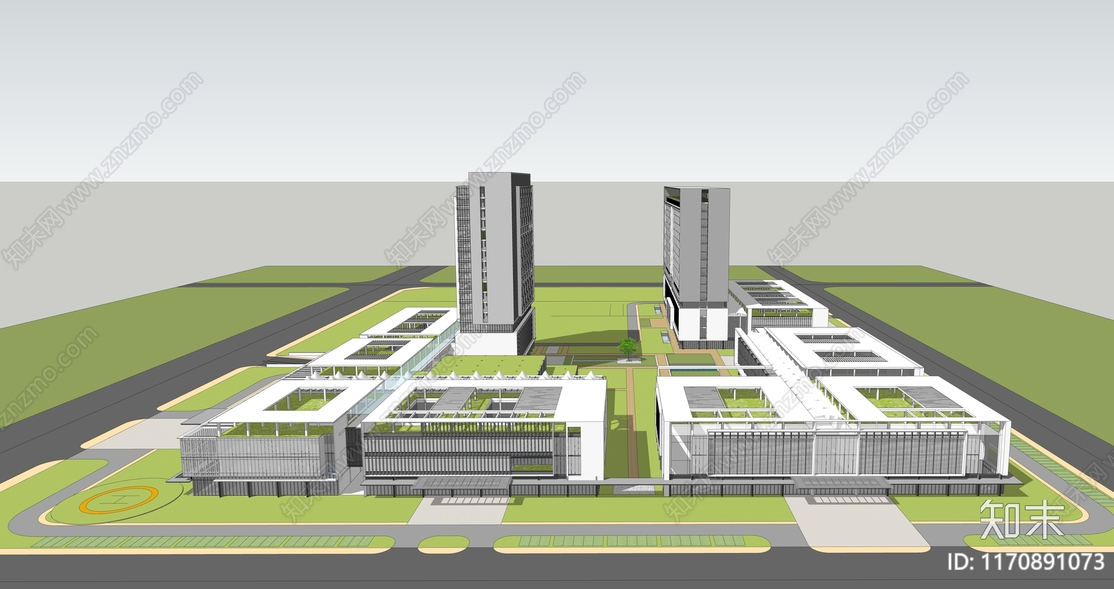 现代医院建筑SU模型下载【ID:1170891073】