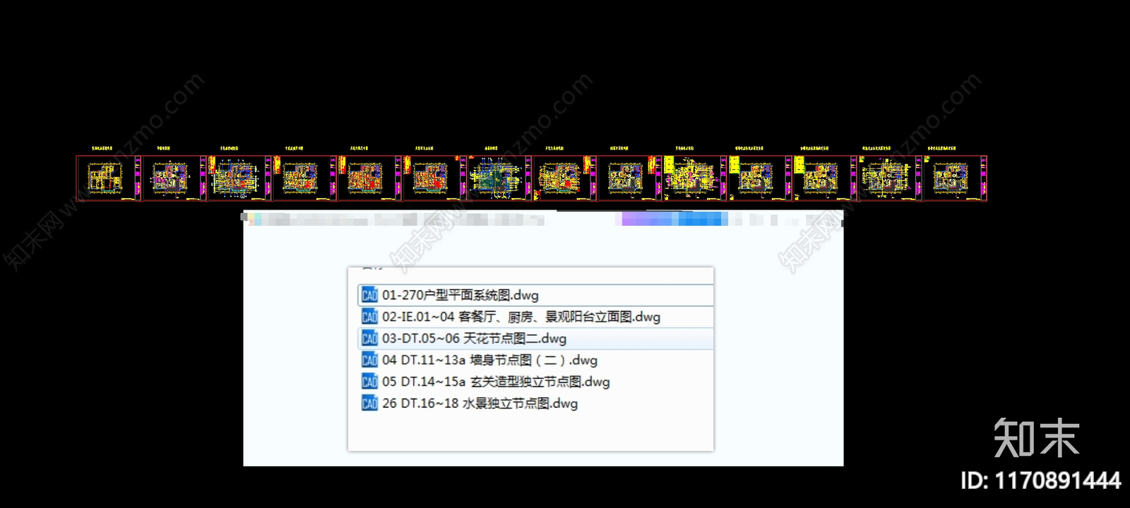 现代新中式整体家装空间cad施工图下载【ID:1170891444】