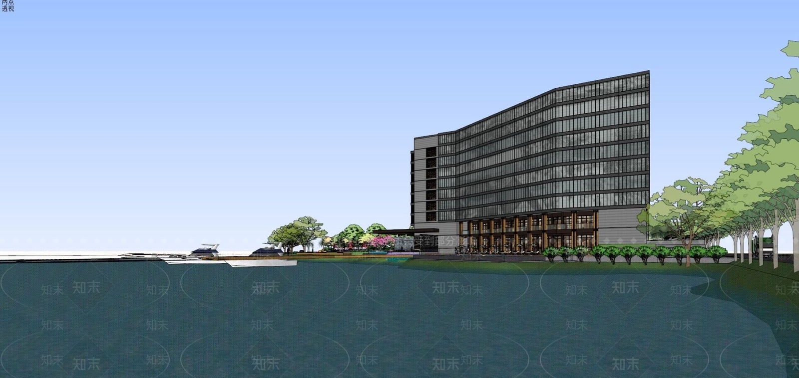 新中式酒店建筑SU模型下载【ID:1170984184】