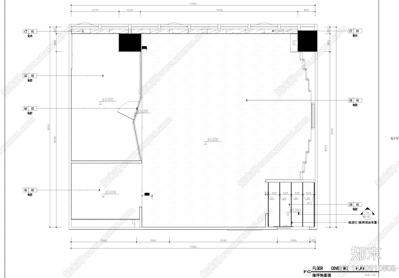 现代直播间cad施工图下载【ID:1170910806】