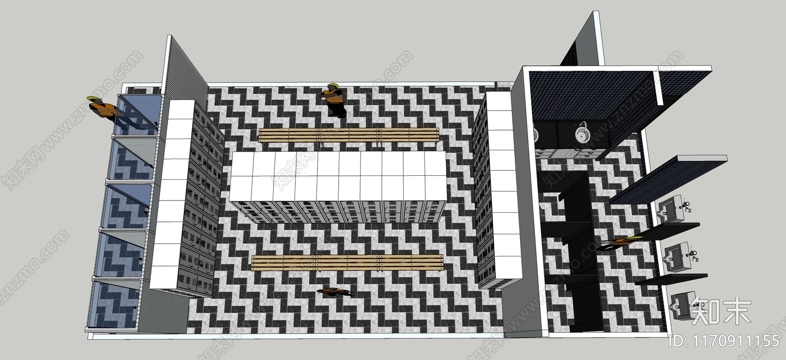 现代更衣室SU模型下载【ID:1170911155】