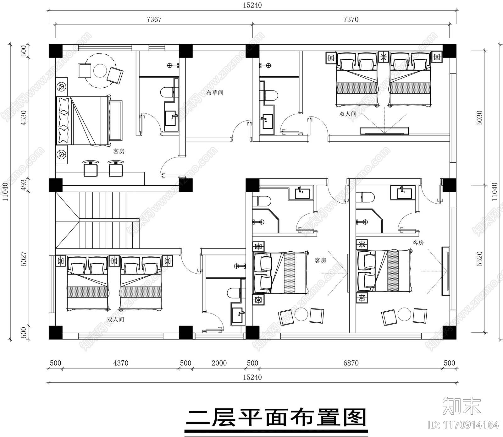 新中式民宿cad施工图下载【ID:1170914164】