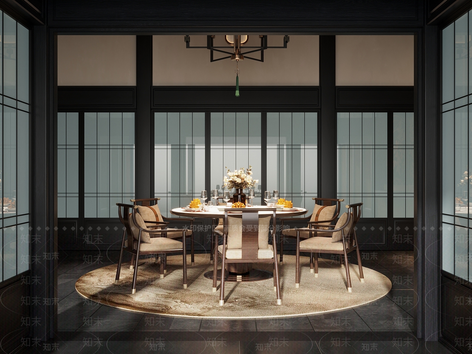 新中式包厢SU模型下载【ID:1170914544】