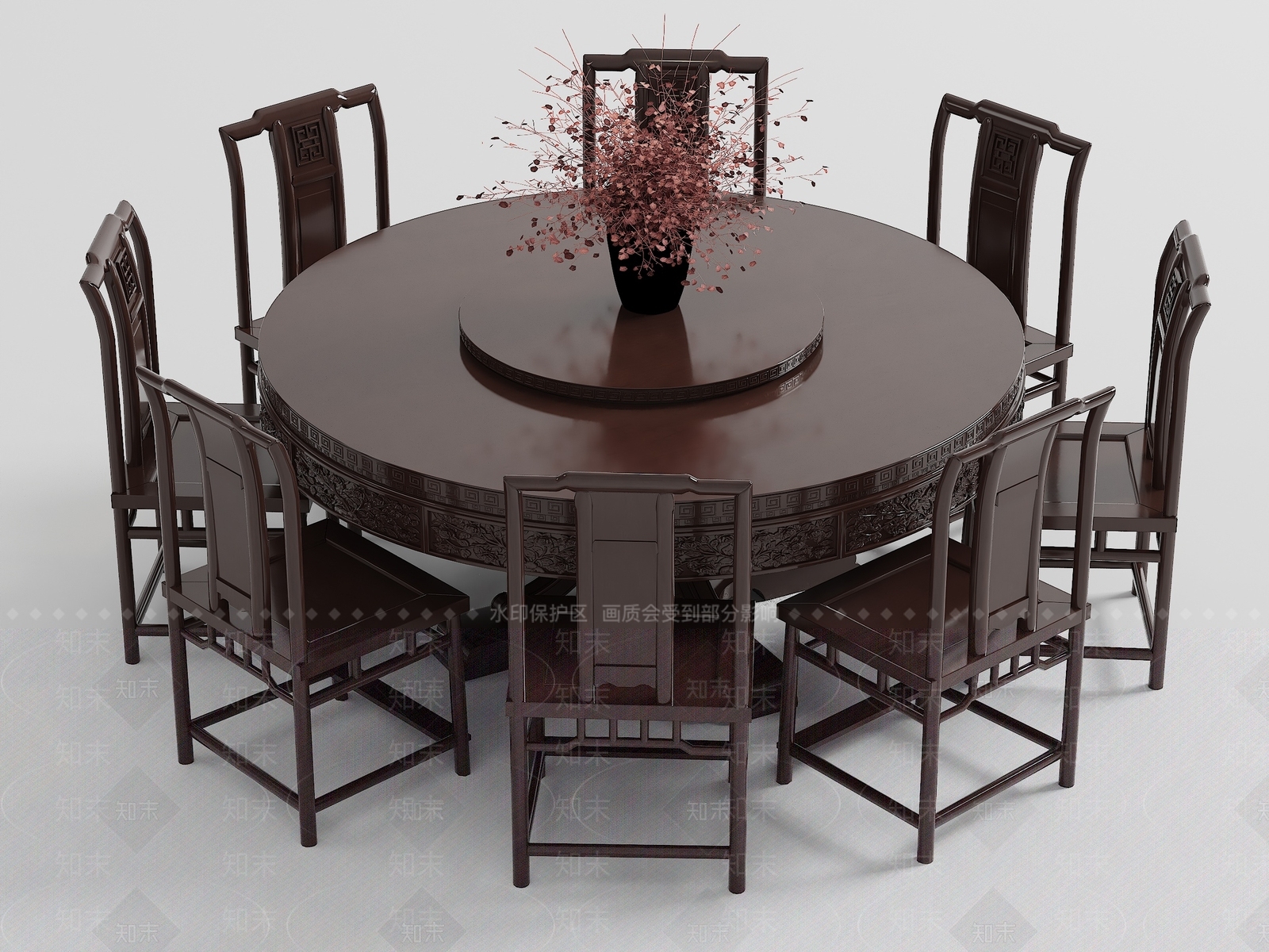 新中式中式餐桌3D模型下载【ID:1170916251】