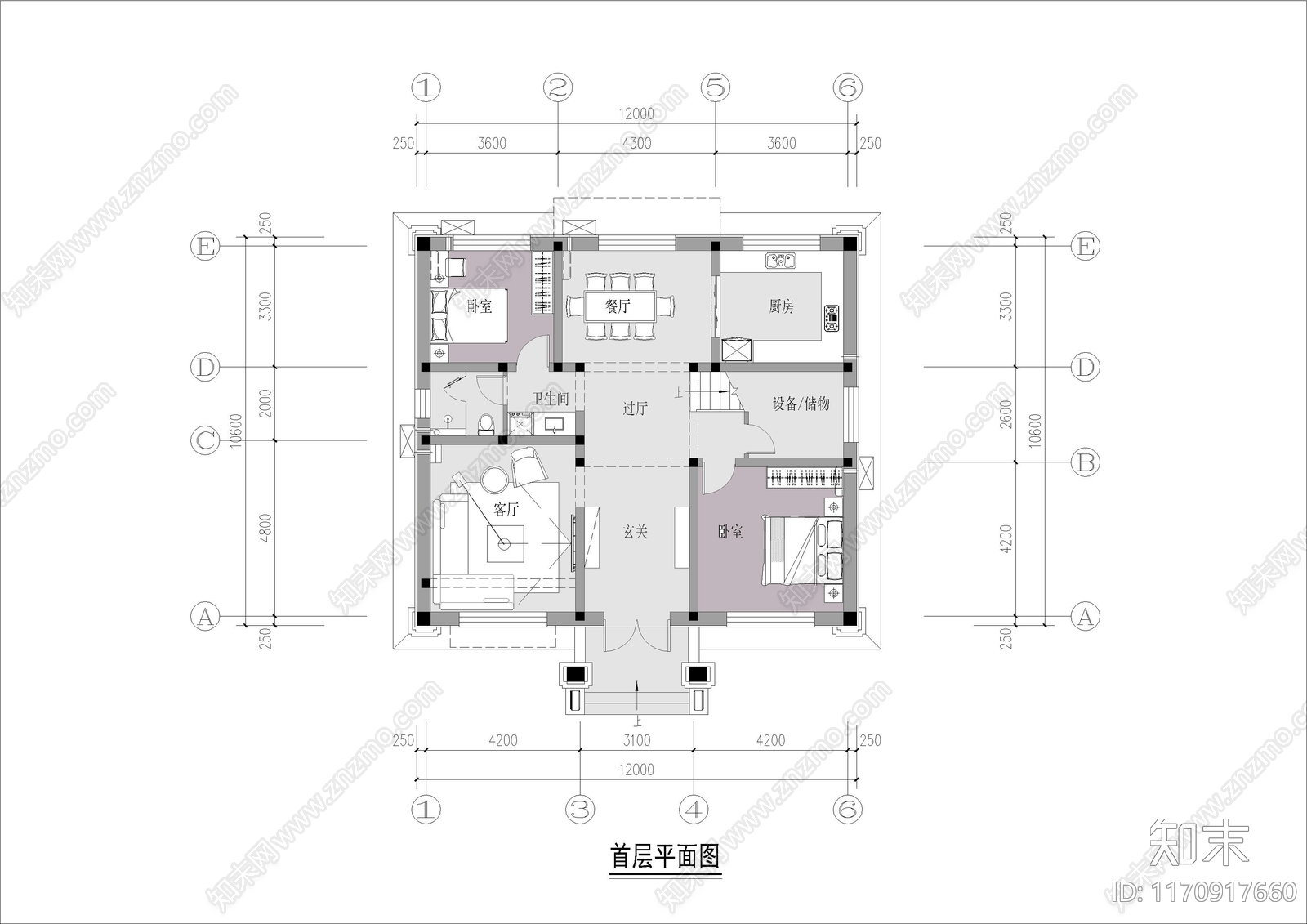 现代新中式别墅建筑cad施工图下载【ID:1170917660】