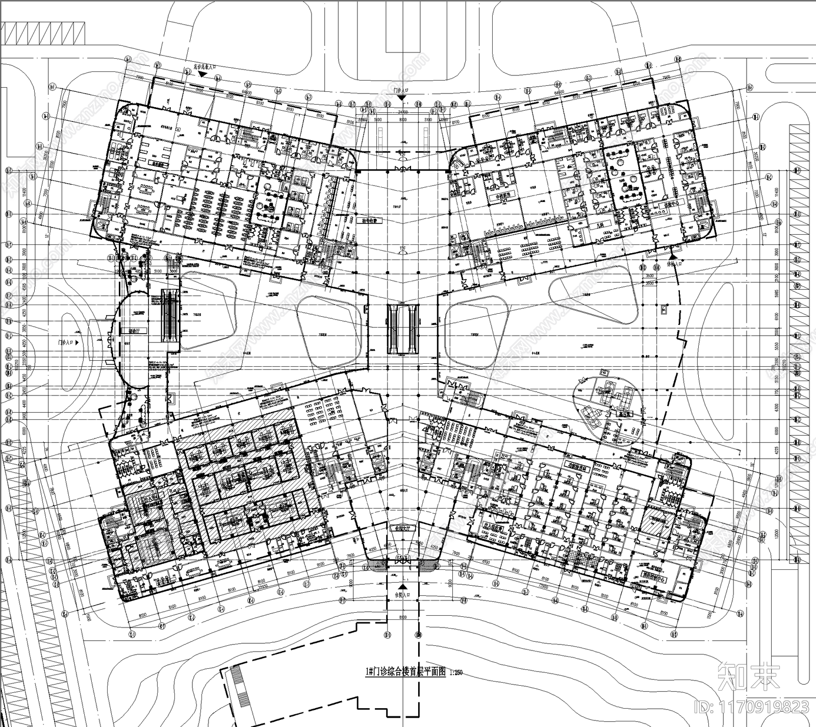 现代医院建筑cad施工图下载【ID:1170919823】