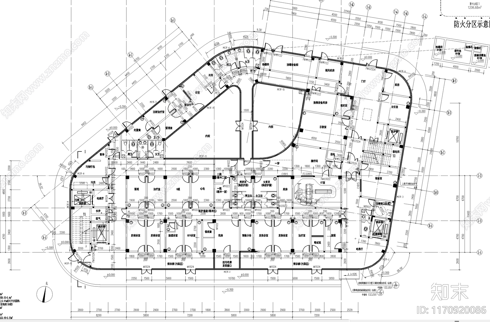 现代医院建筑cad施工图下载【ID:1170920086】