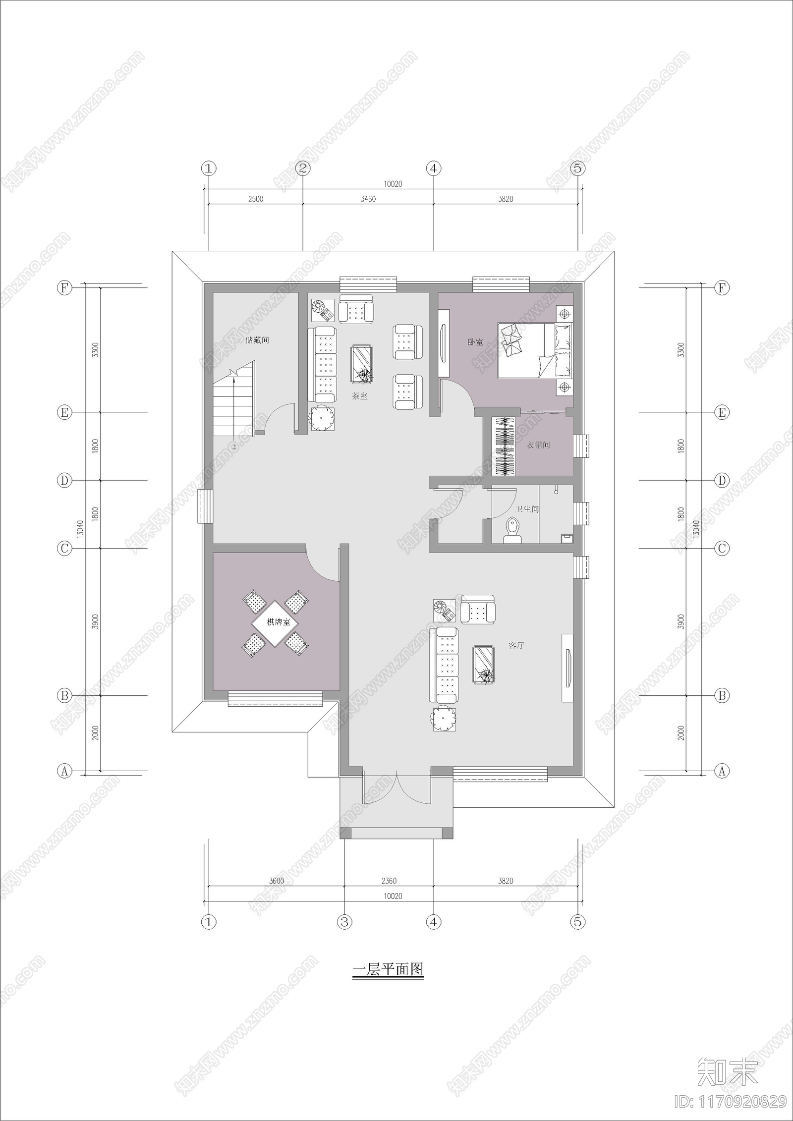 现代新中式别墅建筑cad施工图下载【ID:1170920829】