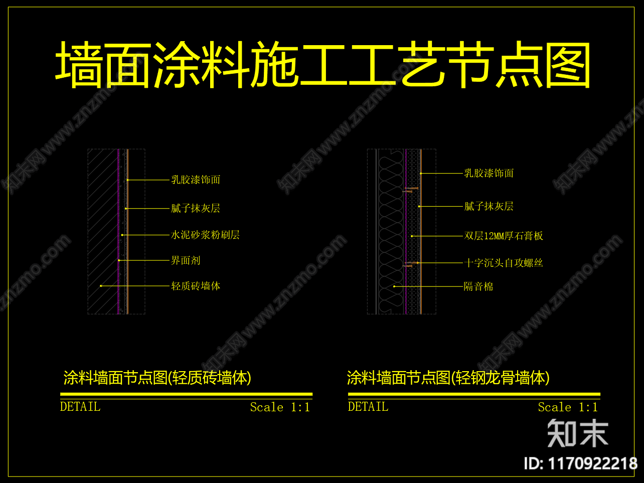 现代墙面节点cad施工图下载【ID:1170922218】