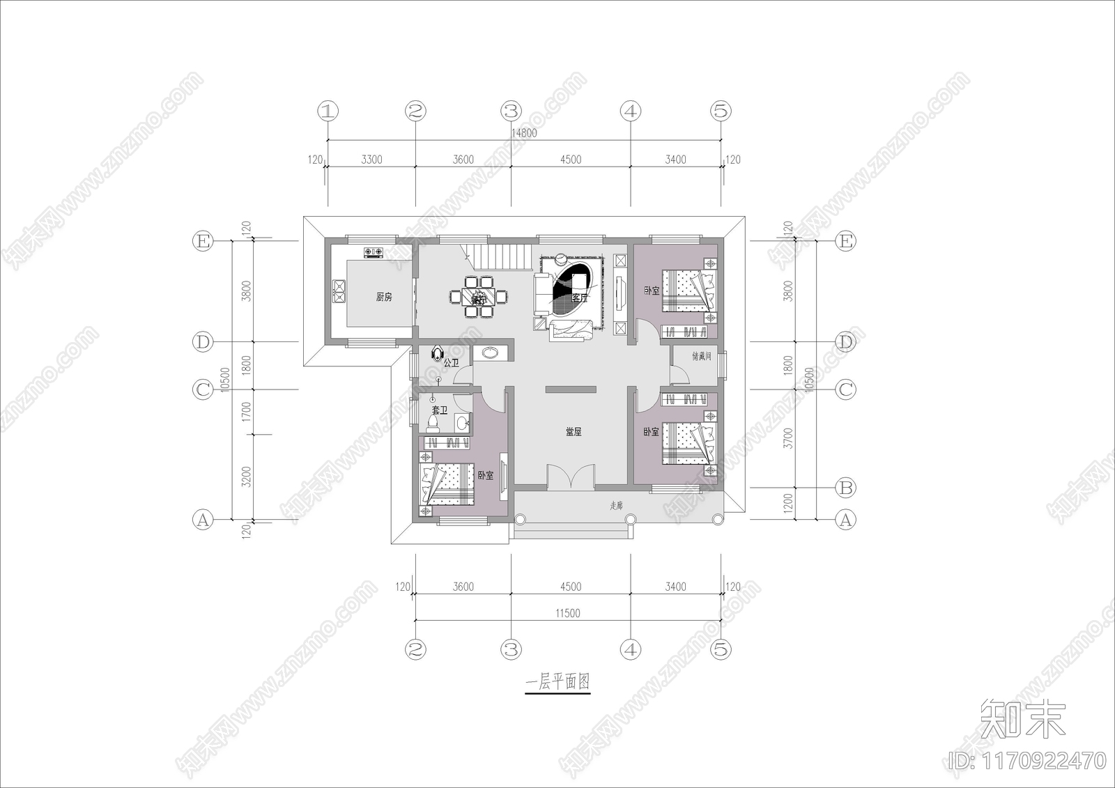 现代新中式别墅建筑cad施工图下载【ID:1170922470】