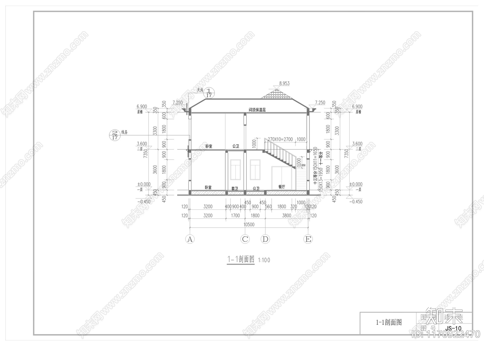 现代新中式别墅建筑cad施工图下载【ID:1170922470】